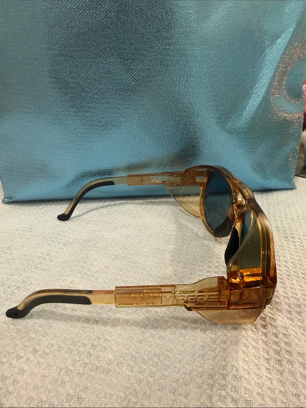 Pit Viper Amber Frame Sunglasses with Purple-Red Mirrored Lenses - Picture 2 of 5